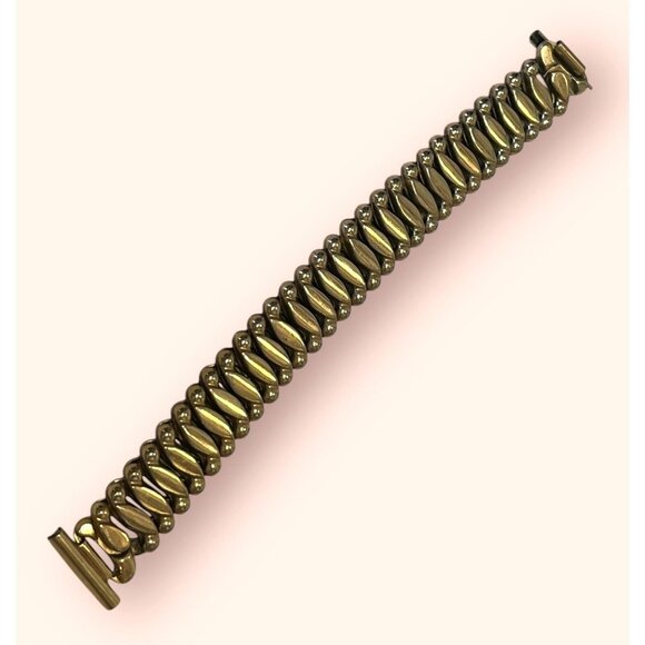 Vintage 10K Yellow Gold Filled Top Cap Men's Expansion Watch Band - Picture 3 of 9